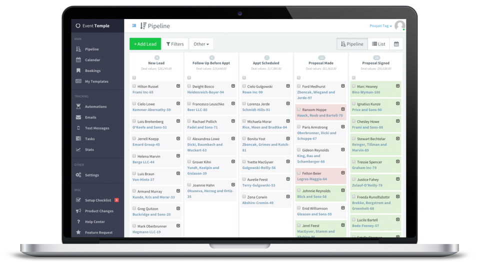 screenshot of Event Temple